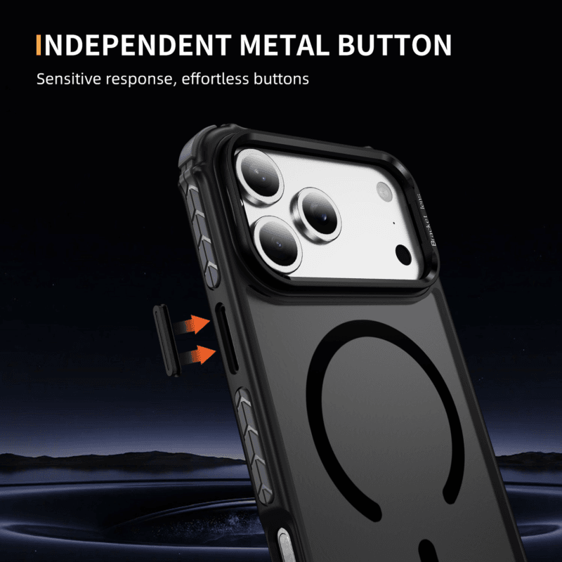 Soft-Touch Hard Phone Case for iPhone 17 Pro | 4-Corner Air Cushion + Ring Stand | MOQ 50