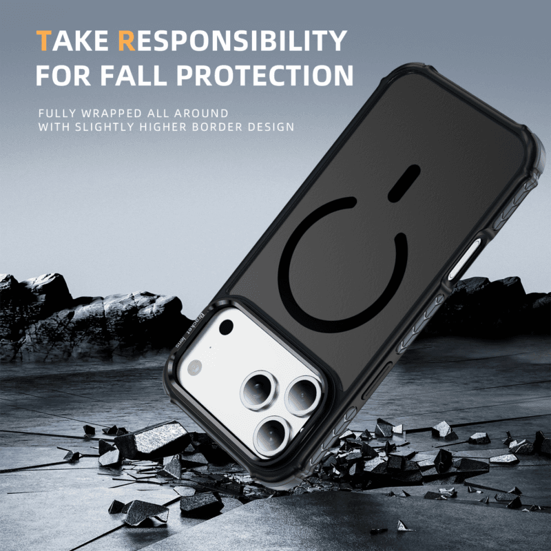 Soft-Touch Hard Phone Case for iPhone 17 Pro | 4-Corner Air Cushion + Ring Stand | MOQ 50