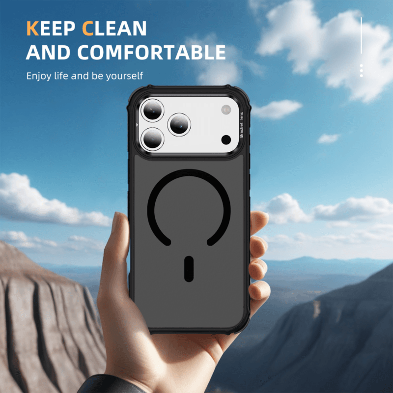 Soft-Touch Hard Phone Case for iPhone 17 Pro | 4-Corner Air Cushion + Ring Stand | MOQ 50