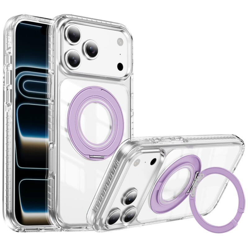 Lay-Flat 360° Kickstand MagSafe iPhone 17 Case | Clear Anti-Yellowing | MOQ 50