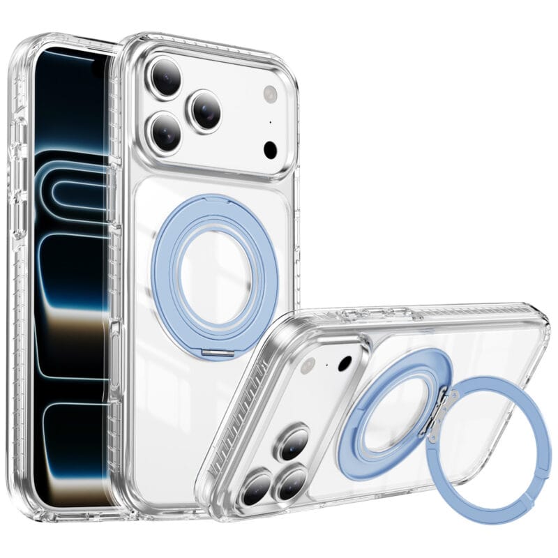 Lay-Flat 360° Kickstand MagSafe iPhone 17 Case | Clear Anti-Yellowing | MOQ 50