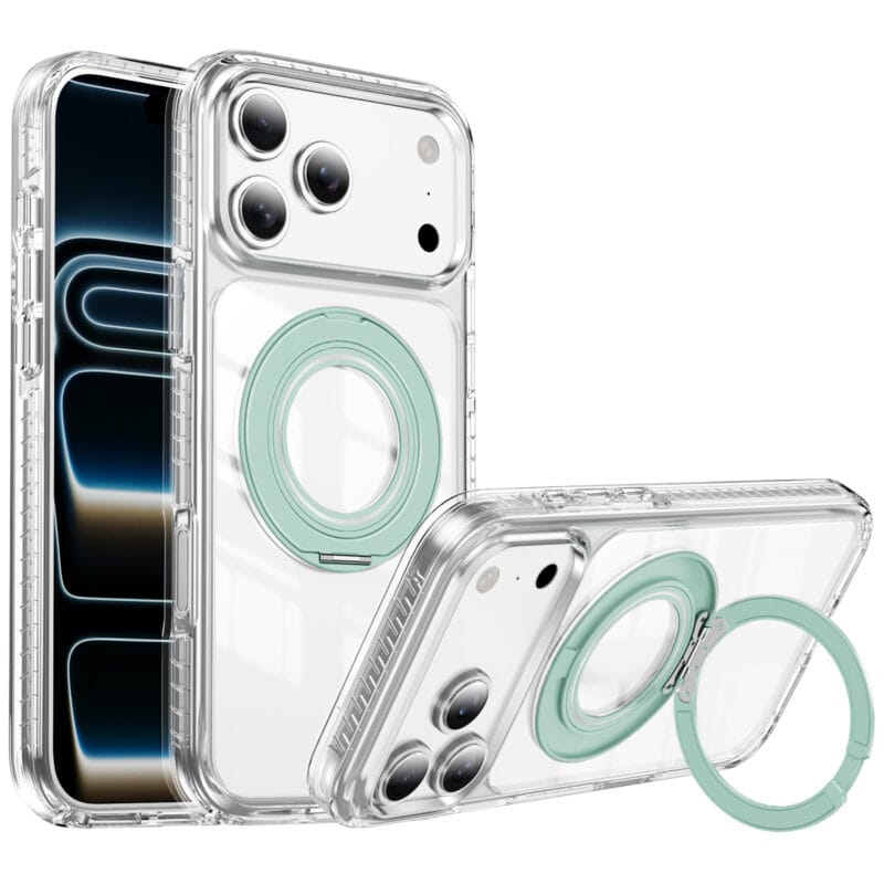 Lay-Flat 360° Kickstand MagSafe iPhone 17 Case | Clear Anti-Yellowing | MOQ 50