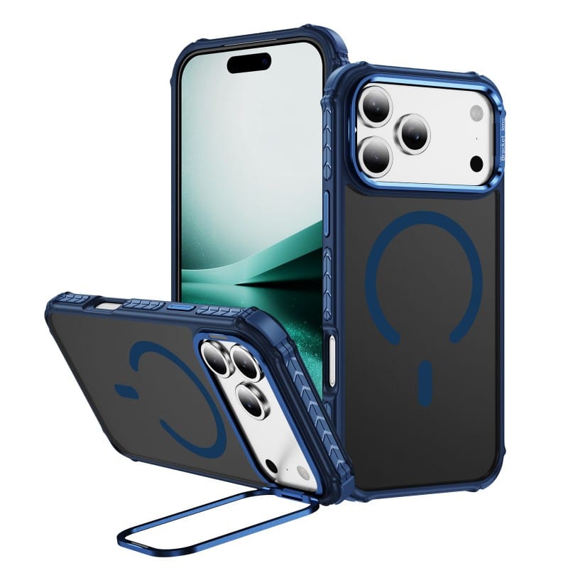 Soft-Touch Hard Phone Case for iPhone 17 Pro | 4-Corner Air Cushion + Ring Stand | MOQ 50