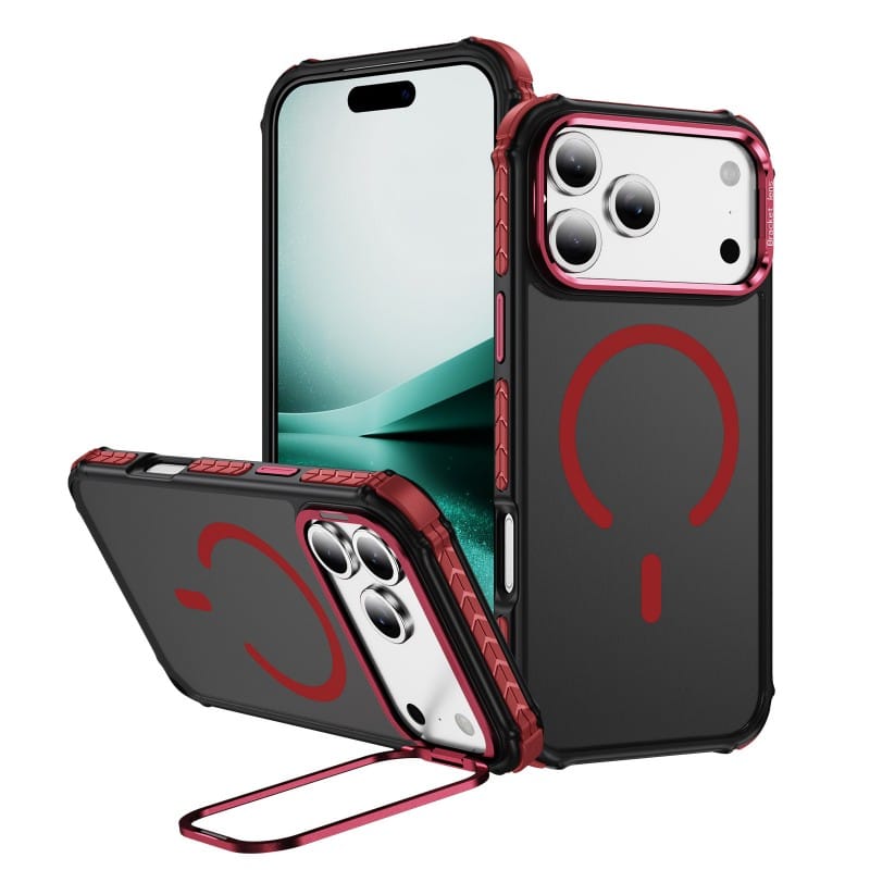 Soft-Touch Hard Phone Case for iPhone 17 Pro | 4-Corner Air Cushion + Ring Stand | MOQ 50