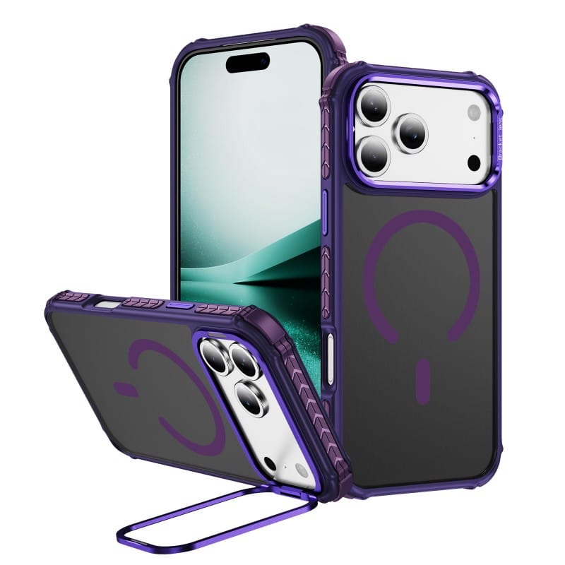 Soft-Touch Hard Phone Case for iPhone 17 Pro | 4-Corner Air Cushion + Ring Stand | MOQ 50
