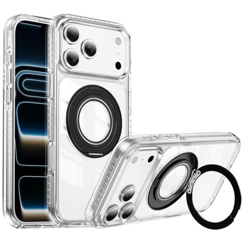 Lay-Flat 360° Kickstand MagSafe iPhone 17 Case | Clear Anti-Yellowing | MOQ 50