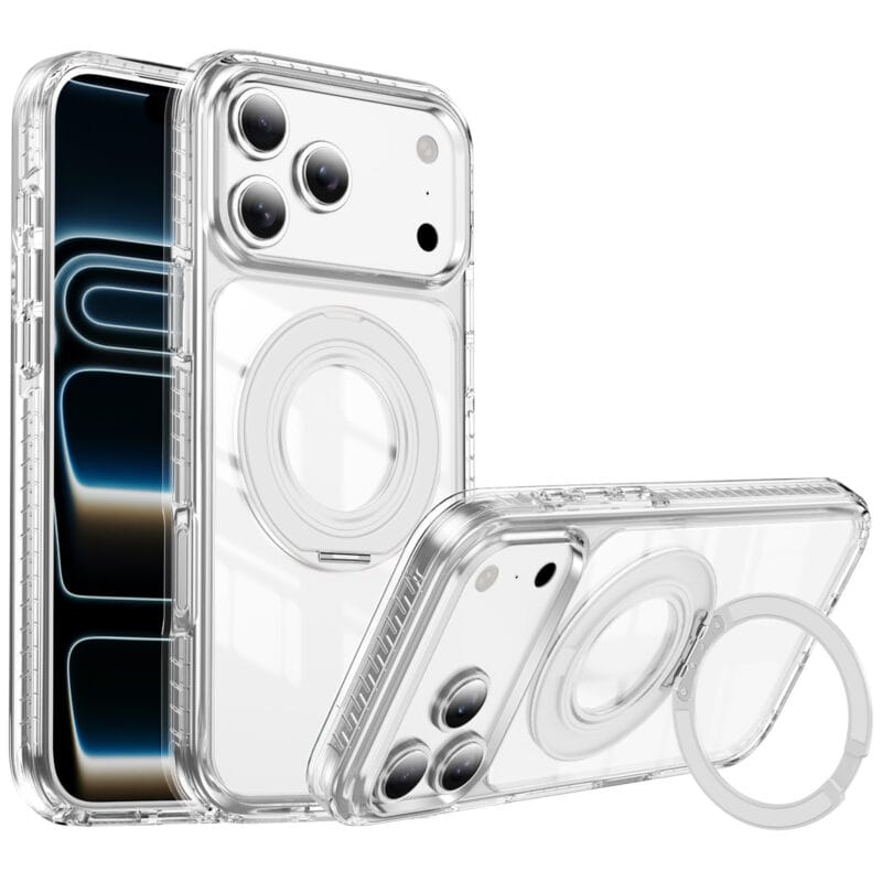 Lay-Flat 360° Kickstand MagSafe iPhone 17 Case | Clear Anti-Yellowing | MOQ 50