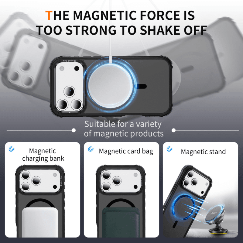 Soft-Touch Hard Phone Case for iPhone 17 Pro | 4-Corner Air Cushion + Ring Stand | MOQ 50
