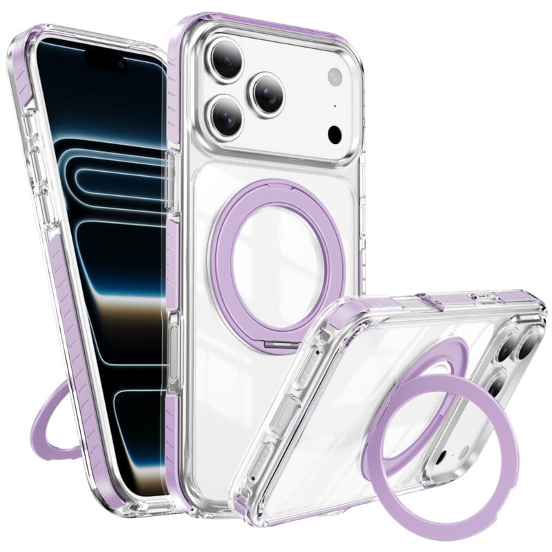360° Lay-Flat Kickstand MagSafe iPhone 17 Pro Case | Clear Ring Colors | MOQ 50