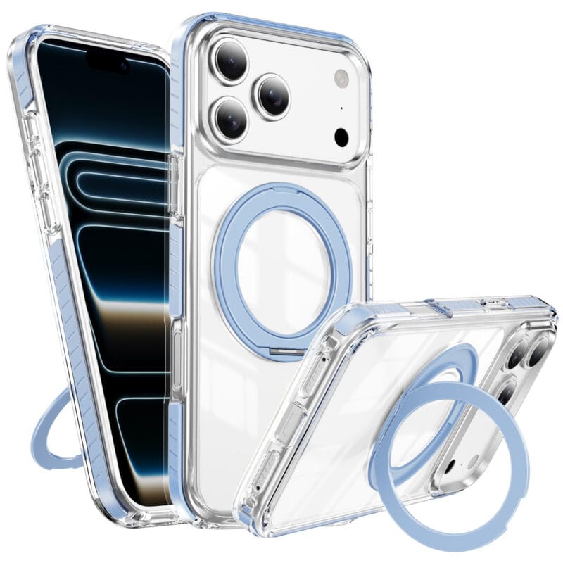 360° Lay-Flat Kickstand MagSafe iPhone 17 Pro Case | Clear Ring Colors | MOQ 50