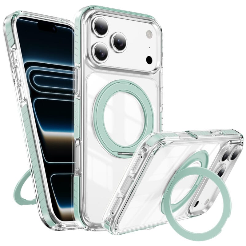 360° Lay-Flat Kickstand MagSafe iPhone 17 Pro Case | Clear Ring Colors | MOQ 50