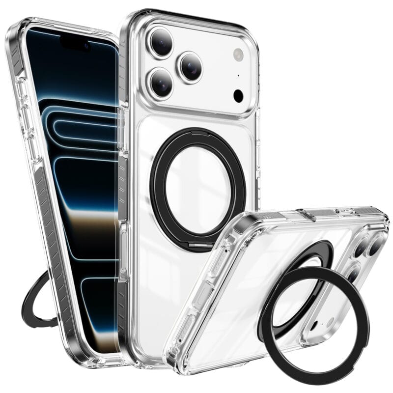 360° Lay-Flat Kickstand MagSafe iPhone 17 Pro Case | Clear Ring Colors | MOQ 50