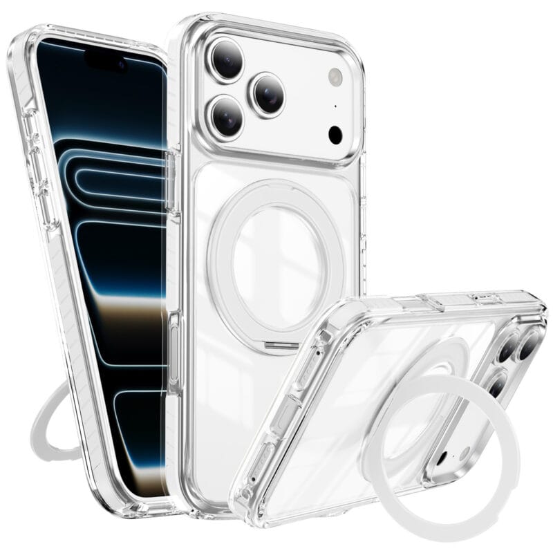 360° Lay-Flat Kickstand MagSafe iPhone 17 Pro Case | Clear Ring Colors | MOQ 50