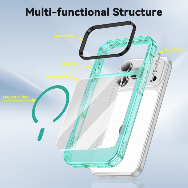 详情_03 Clear Anti-Yellowing MagSafe iPhone 17 Pro Max Case | Colored Bumper | MOQ 50