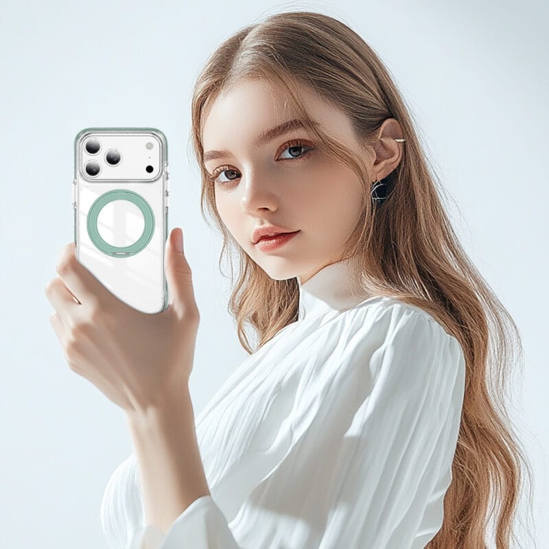 360° Lay-Flat Kickstand MagSafe iPhone 17 Pro Case | Clear Ring Colors | MOQ 50