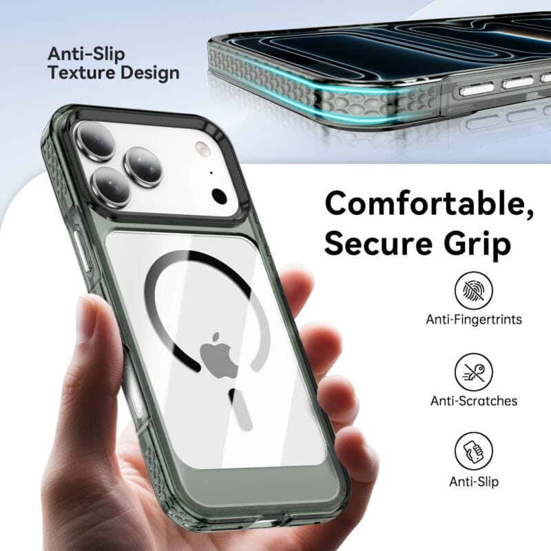 详情_06 Clear Anti-Yellowing MagSafe iPhone 17 Pro Max Case | Colored Bumper | MOQ 50