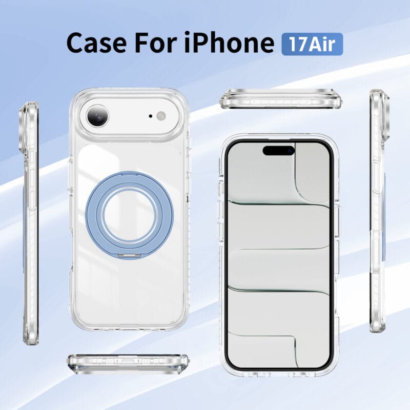 Lay-Flat 360° Kickstand MagSafe iPhone 17 Case | Clear Anti-Yellowing | MOQ 50