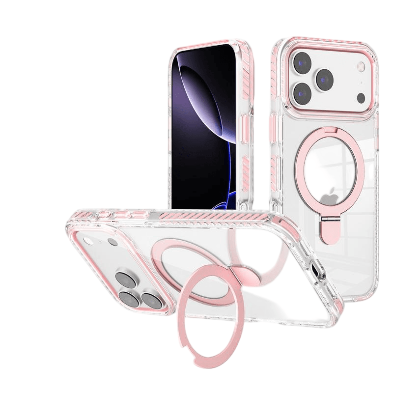 Clear Glossy iPhone 17 Pro Case – MagSafe & Fixed kickstand