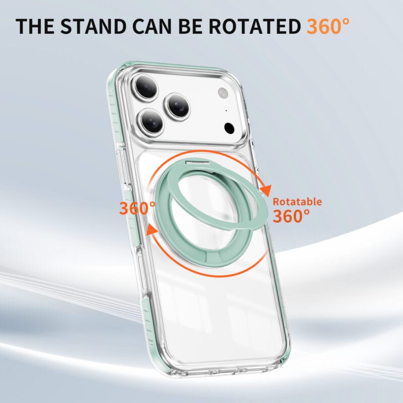360° Lay-Flat Kickstand MagSafe iPhone 17 Pro Case | Clear Ring Colors | MOQ 50