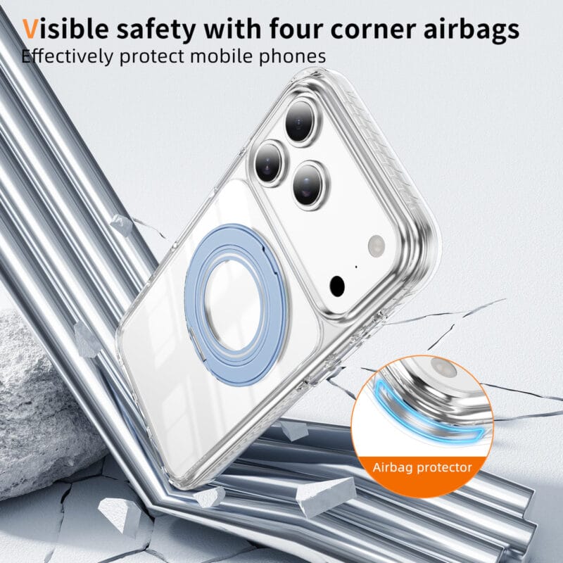 Lay-Flat 360° Kickstand MagSafe iPhone 17 Case | Clear Anti-Yellowing | MOQ 50