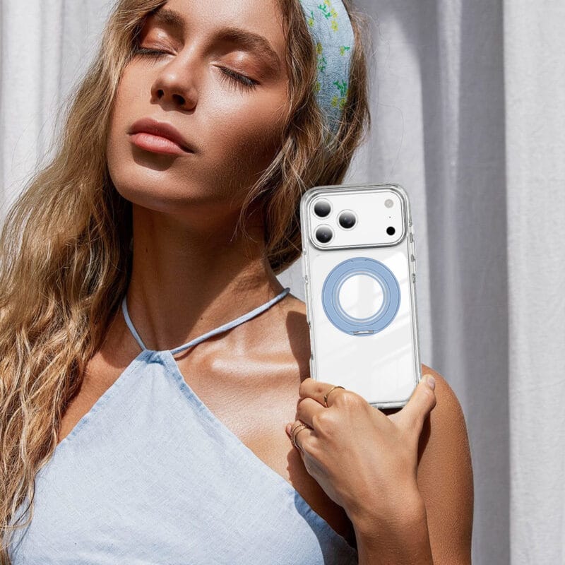 Lay-Flat 360° Kickstand MagSafe iPhone 17 Case | Clear Anti-Yellowing | MOQ 50