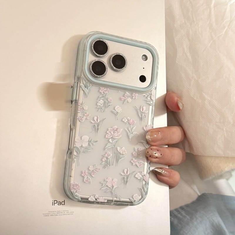 Transparent Painted Flower iPhone Case