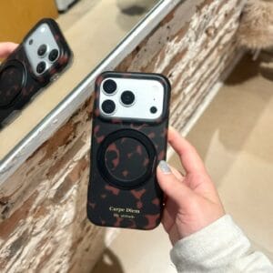 Tortoiseshell Carpe Diem MagSafe Ring Stand iPhone Case – Timeless Vintage Style