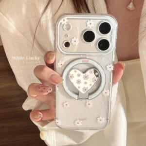 Clear Floral Heart Ring iPhone Case - Daisy Floral Aesthetic