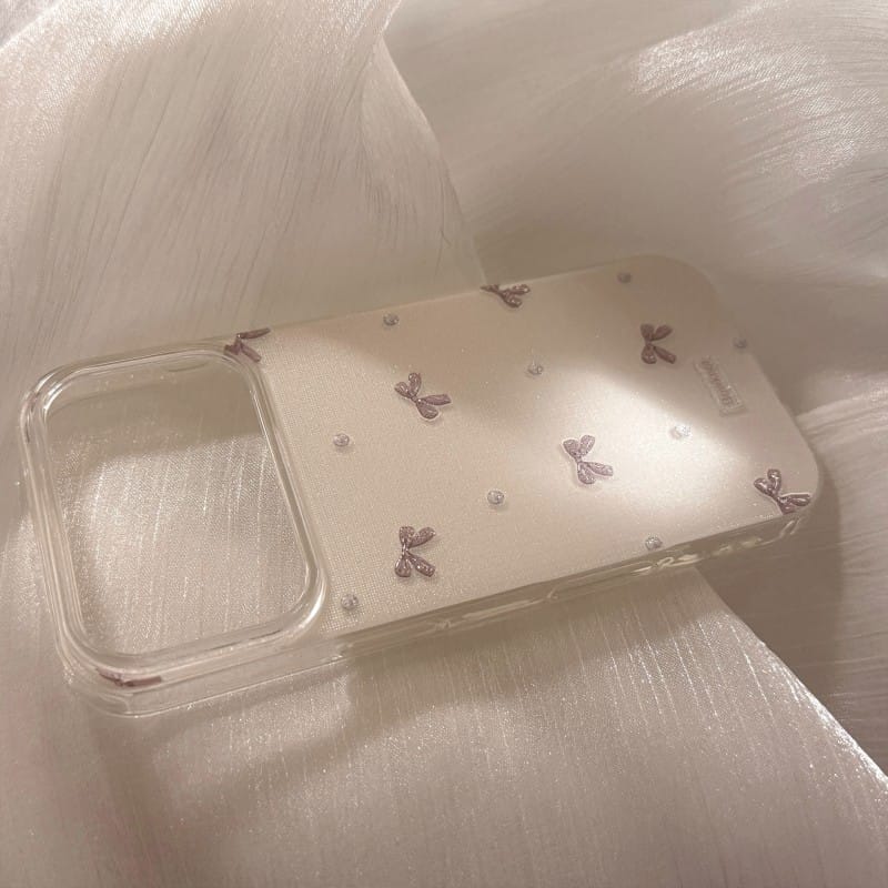 详情_04 Diamond Bow Glitter Clear iPhone Case | Sparkly Lavender Bow Protective Cover