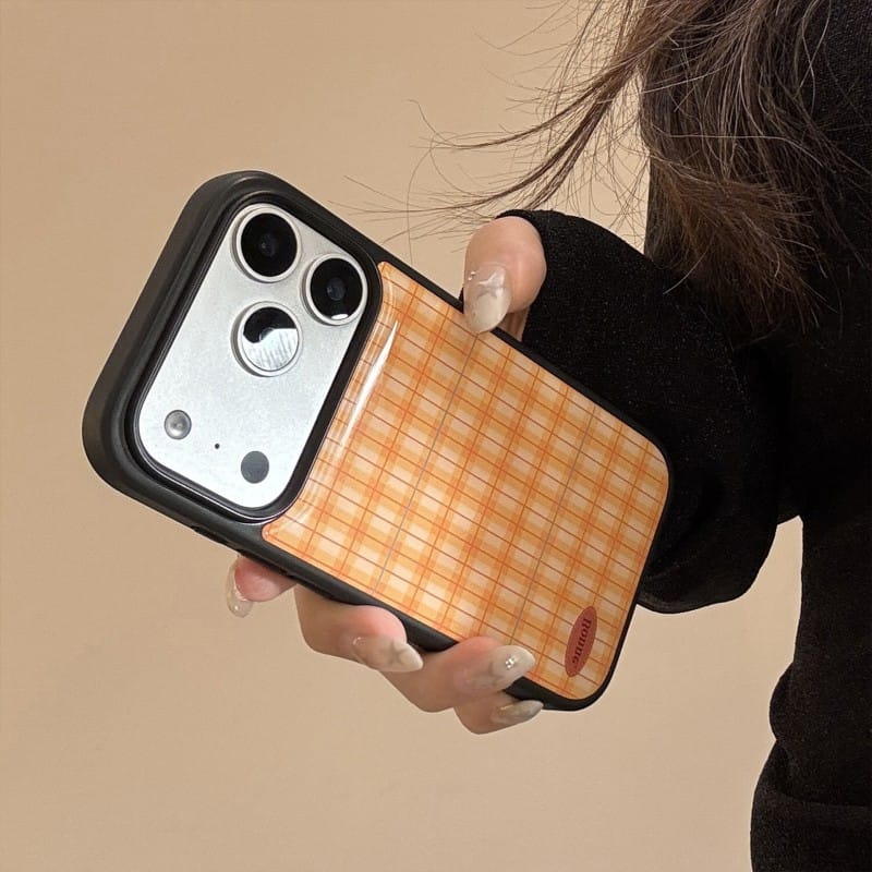 Vintage Orange Tartan Plaid iPhone Case | Glossy Shockproof Cover