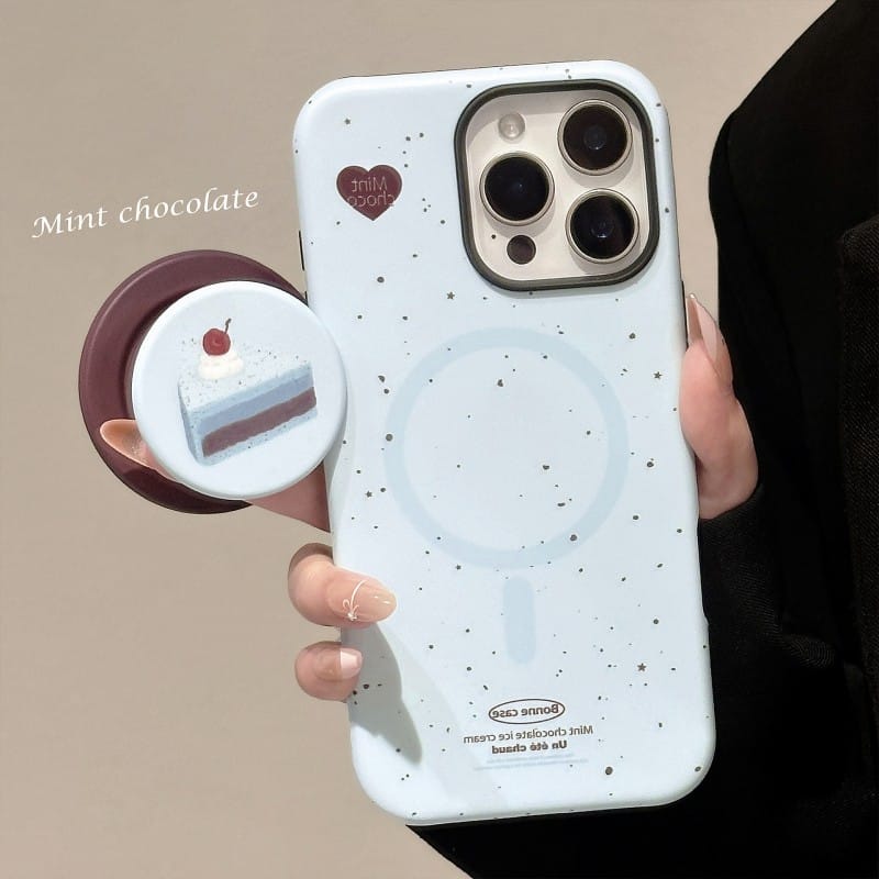 Speckled Light Blue Mint Chocolate iPhone Case | PC Hard Shell with PopSocket